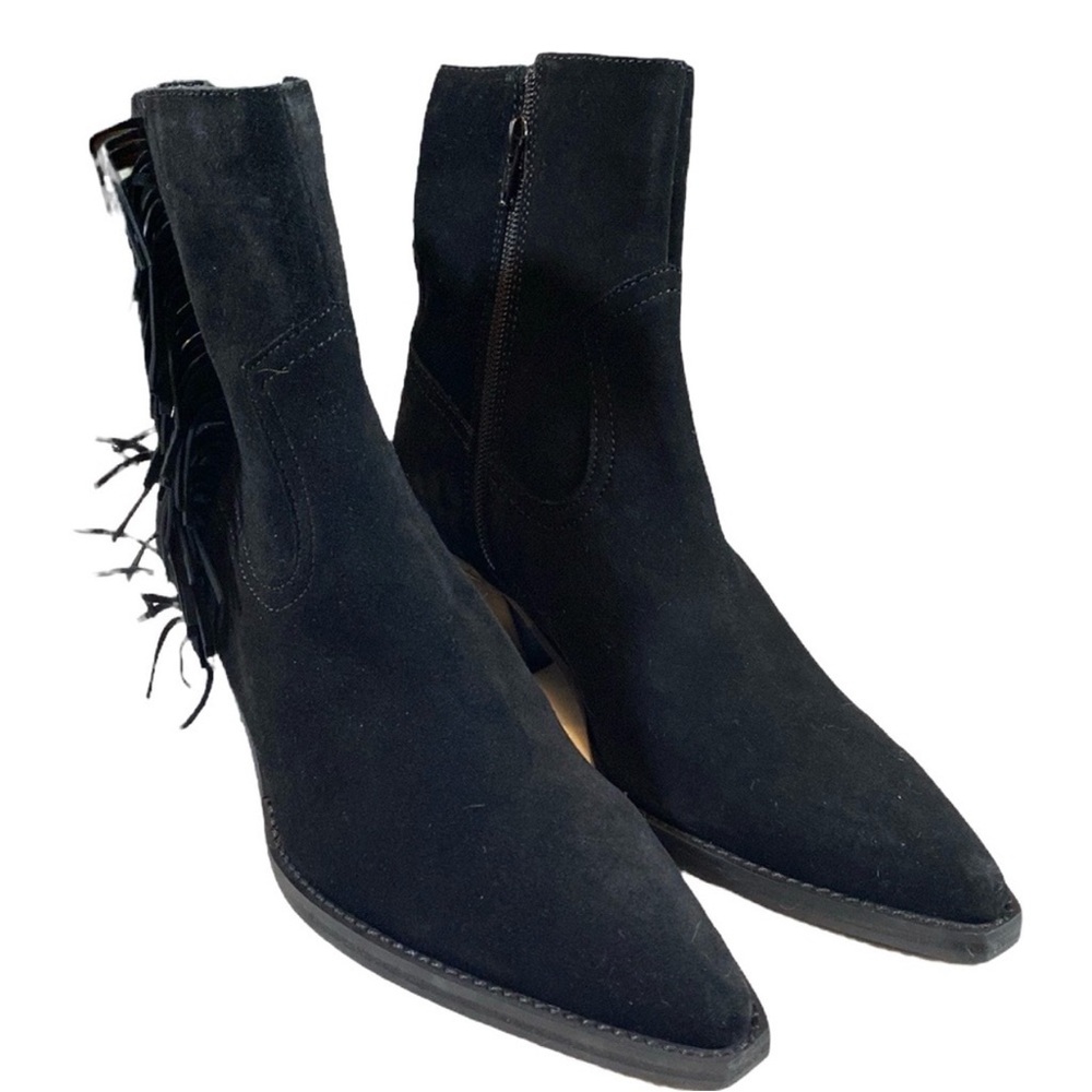 NWOB Coconuts by Matisse for Free People Black Suede Fringe Ankle Boots - Picture 3 of 12